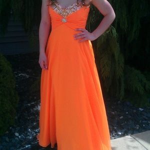 Long Orange Prom Dress